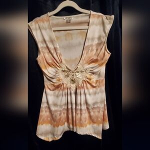 Elegant Beige and Brown Women's Top